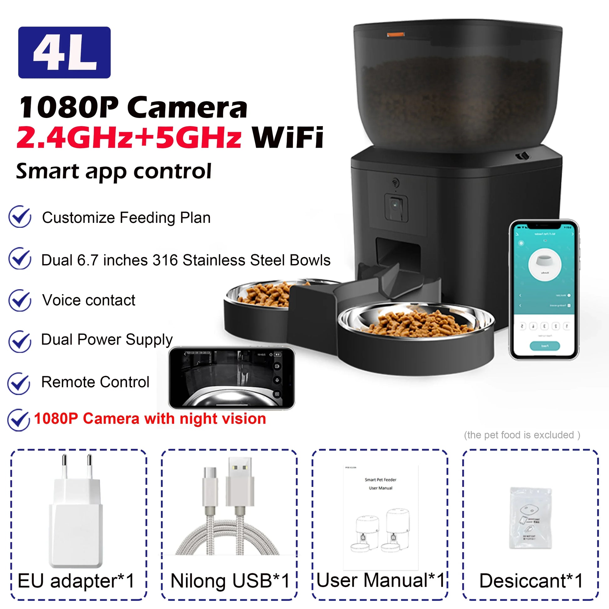 Cat Food Furpipi 8L Smart Automatic Feeders with 1080P HD - gallery product image for cat food