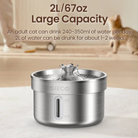 ROJECO Stainless Steel Pet Drinking Fountain Automatic Cat