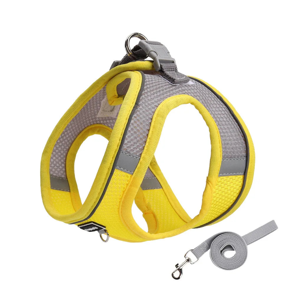 Adjustable Dog Harness & Leash Set for Small Dogs – Comfortable & Safe Walking Gear - WTN Essentials - With Leash - yellow - XXS - 14:366#With Leash - yellow;5:100014066#XXS