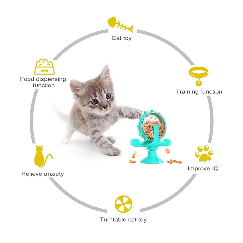 Ferris Wheel Suction Cup Toy - Slow Feeder with Bell for Small Dogs & Cats
