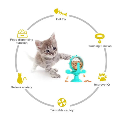 Ferris Wheel Suction Cup Toy - Slow Feeder with Bell for Small Dogs & Cats