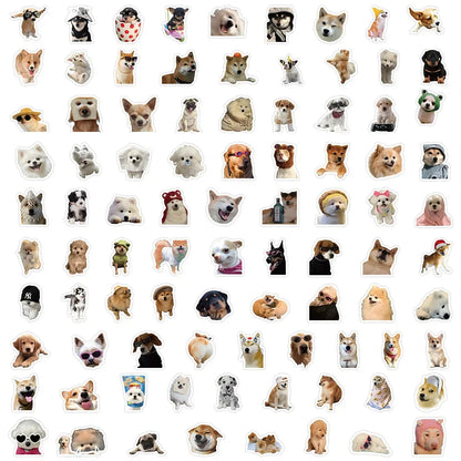 100 Pcs Funny Cartoon Dog Vinyl Stickers for Laptop Water Bottle