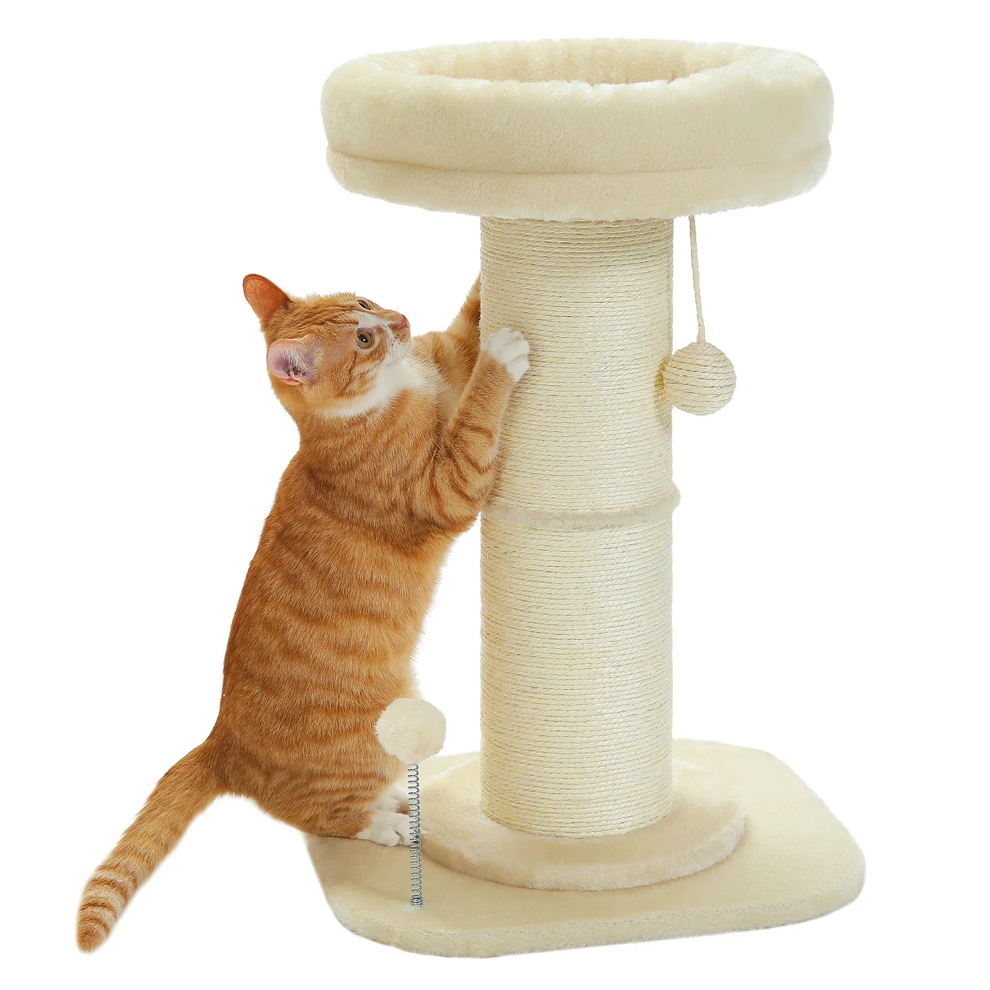 Pink Flower Cat Tree - Sisal Scratching Post with Perch