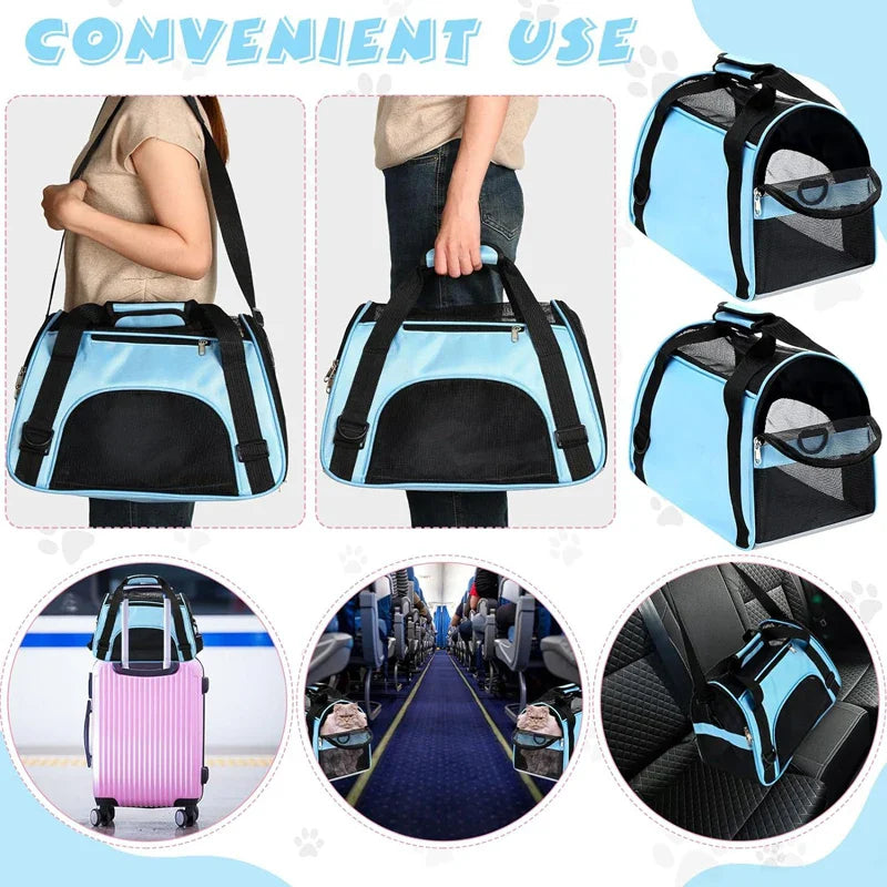Portable Cat & Dog Carrier Bag – Foldable Breathable Travel Handbag - WTN Essentials