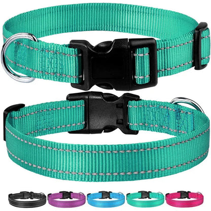 Dog Collar Reflective Nylon Safety Adjustable 🦺