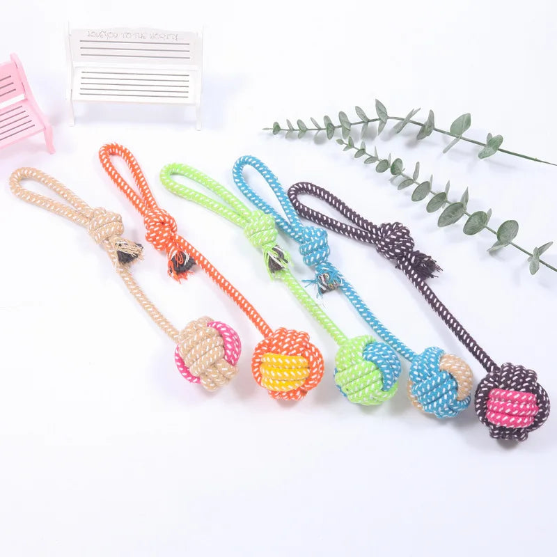 Interactive Cotton Rope Dog Toy – Mini Ball for Chewing & Cleaning - WTN Essentials