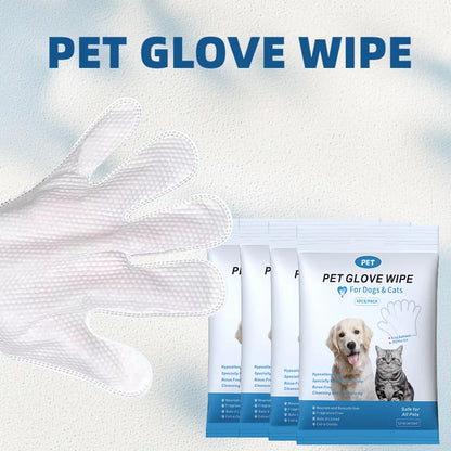Pet Cleaning Wipes - 96 Count Gentle Disposable Glove Wipes (4 Packs)