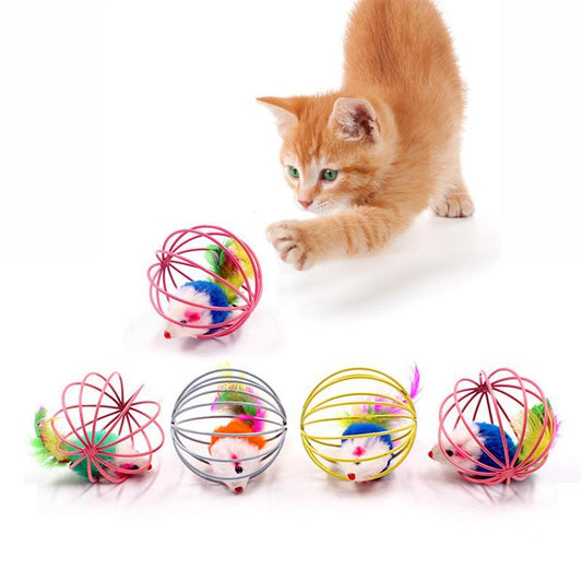 Cat Toy Interactive Feather Wand with Bell & Mouse