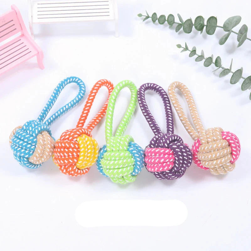 Interactive Cotton Rope Dog Toy – Mini Ball for Chewing & Cleaning - WTN Essentials