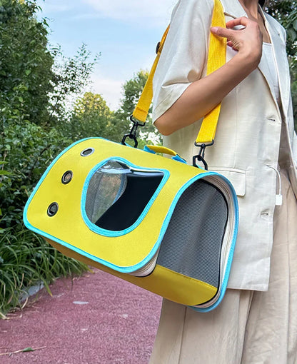 Portable Pet Carrier - Breathable Travel Comfort for Small Pets