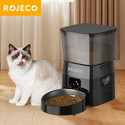 ROJECO Automatic Pet Feeder Button Version Auto Cat Food