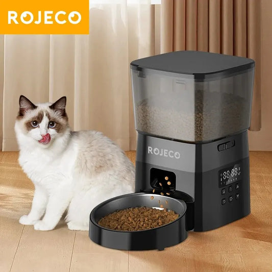 ROJECO Automatic Pet Feeder Button Version Auto Cat Food