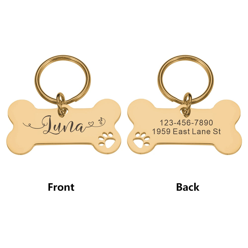 Personalized Pet Cat Dog Tags Shiny Steel Free Engraving Nameplate