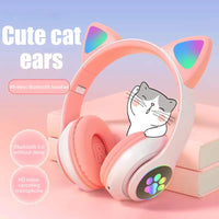 P47M Wireless Headphone Flash Light Cute Cat Bluetooth with