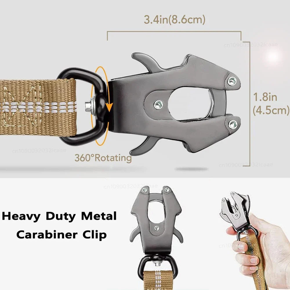 Heavy Duty Dog Leash for Large Dogs Shock Absorbing Bungee Tactical Dog Leash with 2 Padded Handle Strong No Pull Dog Leash