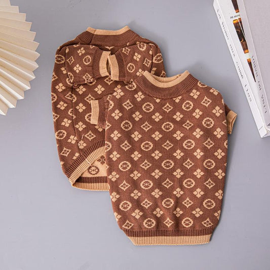 Luxury Pet Sweater - Brown & Tan Patterned