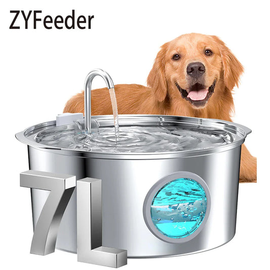 Cat Water Fountain - 7L Large Stainless Steel Automatic