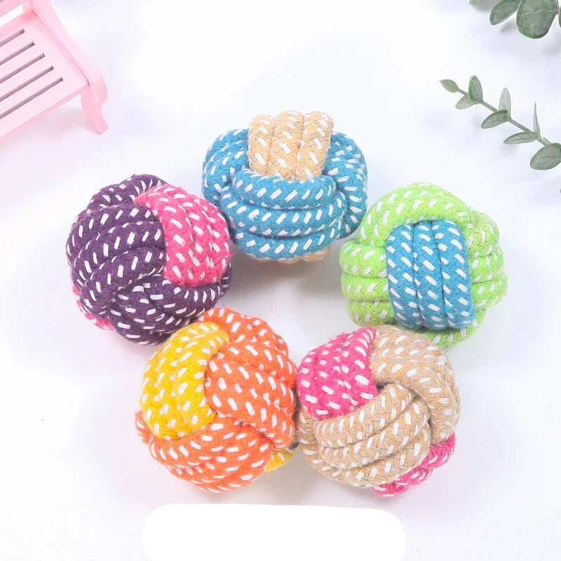 Interactive Cotton Rope Dog Toy – Mini Ball for Chewing & Cleaning - WTN Essentials
