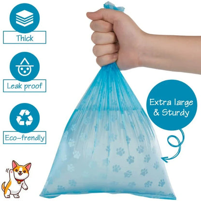 Pet Poop Bags Disposable Dog Perros Waste Bag Bulk Poop 5 Roll(75Pcs) Bags with Paw Prints Clean Pick Up Tools Pet Items - Purrfect Pet Kingdom