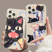 Doodle Angry Cat Case for Iphone 13 16 Pro Max 11 12 14 15