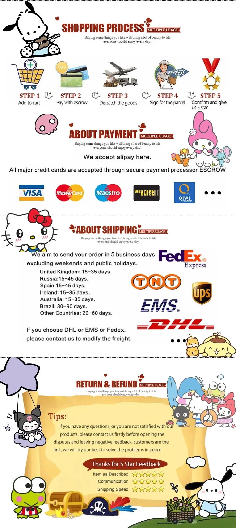 Hello Kitty & Pochacco Kids' Sandals - Wrap Toe Summer Birthday Gift - Purrfect Pet Kingdom