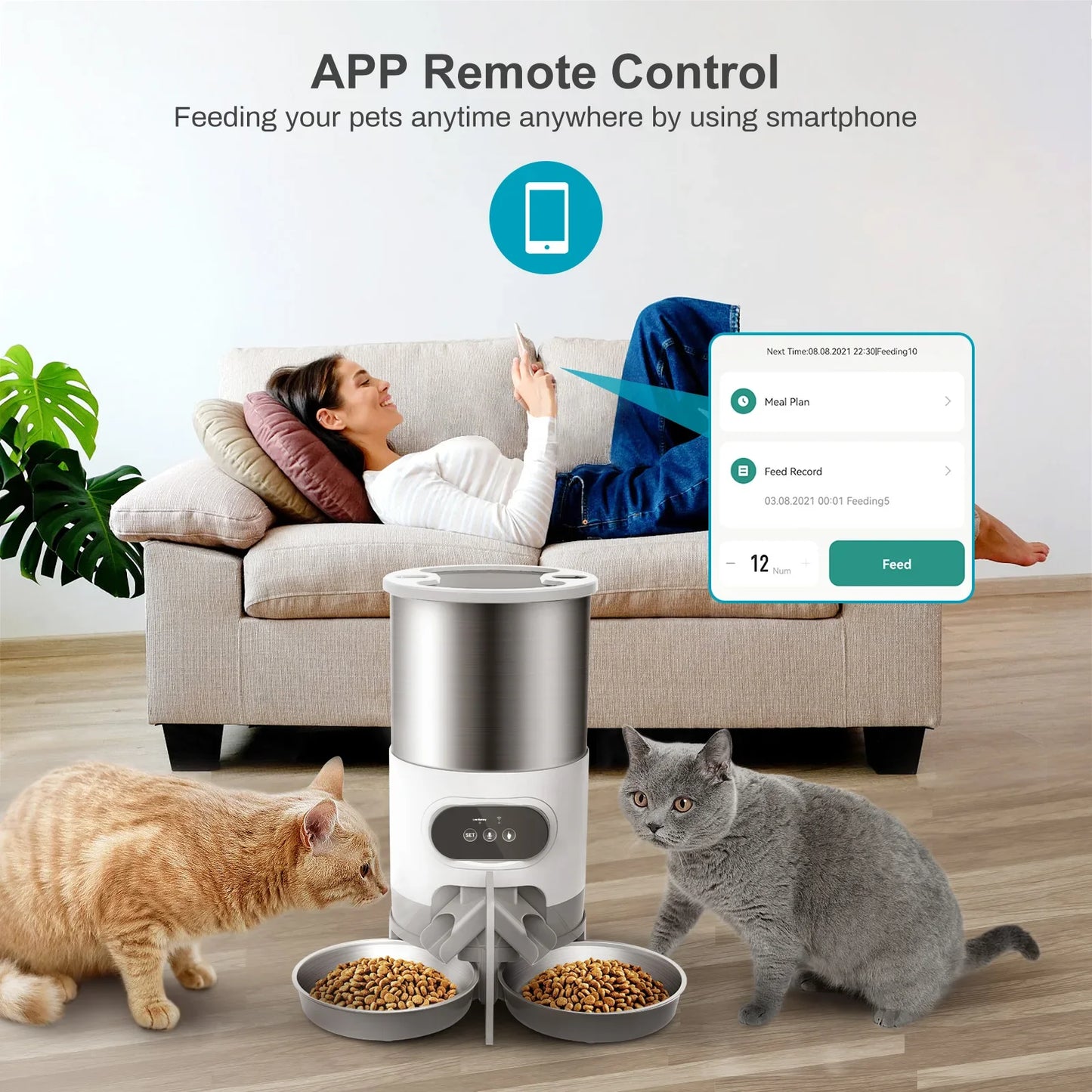 Tuya Smart APP Pet Feeder Cat Dog Food Dispenser Suitable