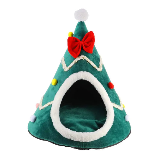 Christmas Cozy Cat House - Winter Warm Basket for Small Dogs Puppy Mat