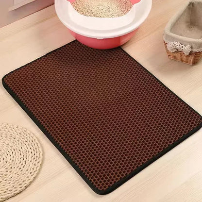 Cat Litter Mat Double Layer Waterproof - Non-Slip Washable Clean Pad with Gift