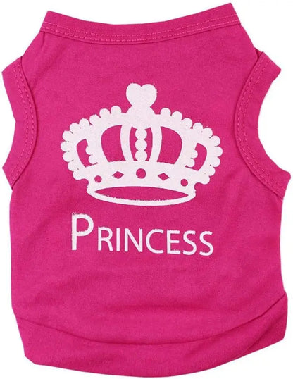Princess Crown Dog T-Shirt - Summer Vest for Small Dogs & Cats