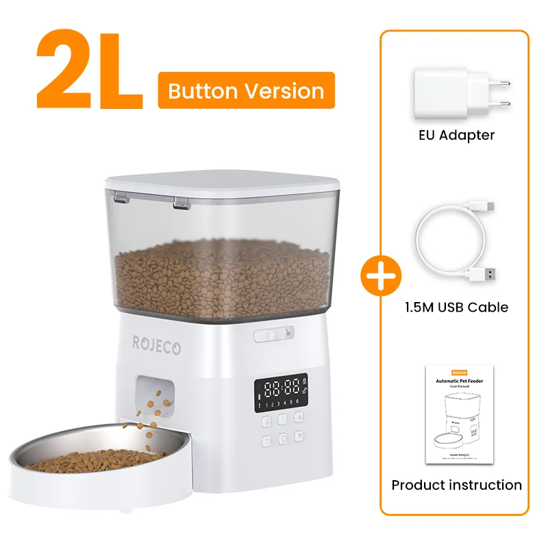 Cat Food ROJECO Automatic Feeder Button Version Auto Food - gallery product image for cat food