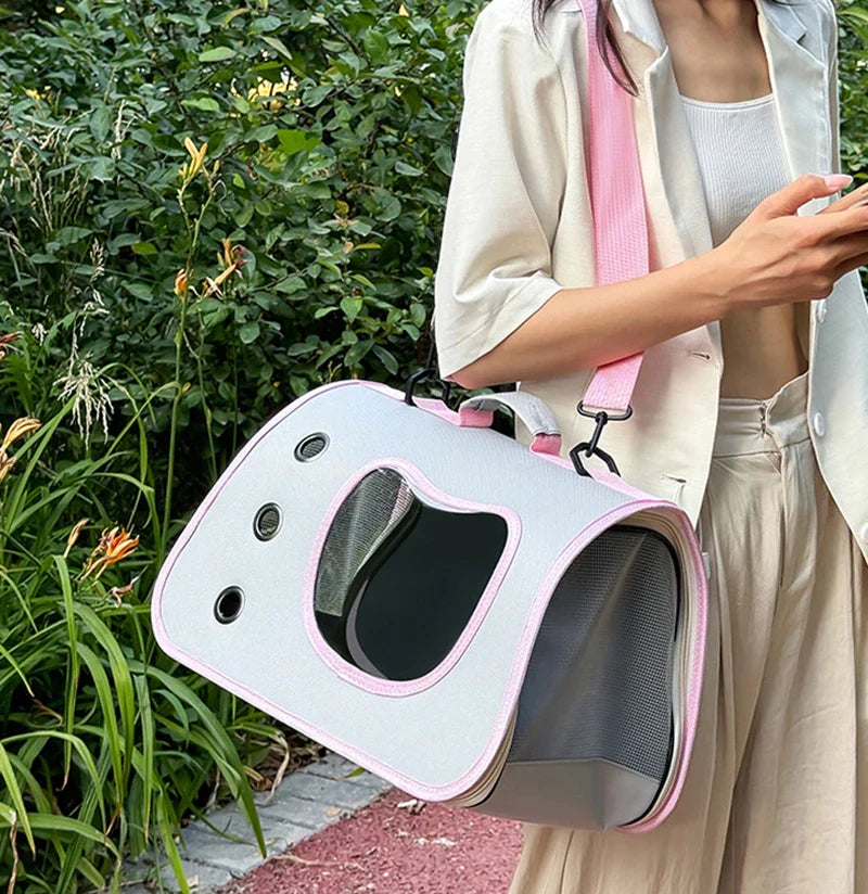 Portable Pet Carrier - Breathable Travel Comfort for Small Pets