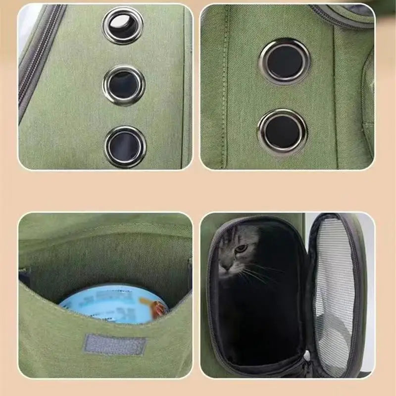 Cat Backpack Carrier Pet Bag Carrier Cat Travel Pouch Backpack Breathable Space Capsule Pet Carrier Cat Bag Pet Backpack For - Pet carrier - THRIXINE