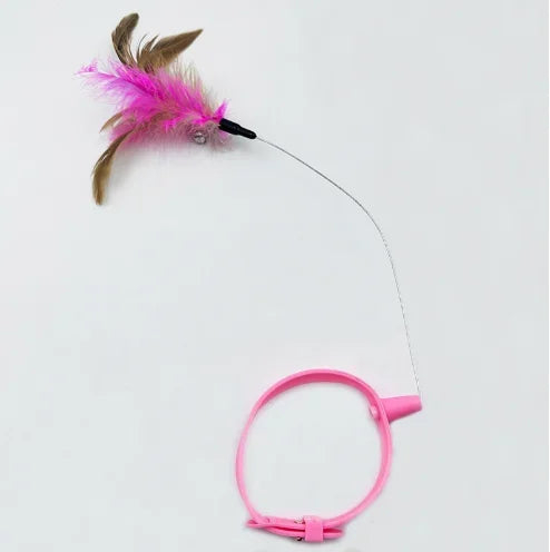 Adjustable Cat Collar Feather Teaser Toy with Bell - WTN Essentials