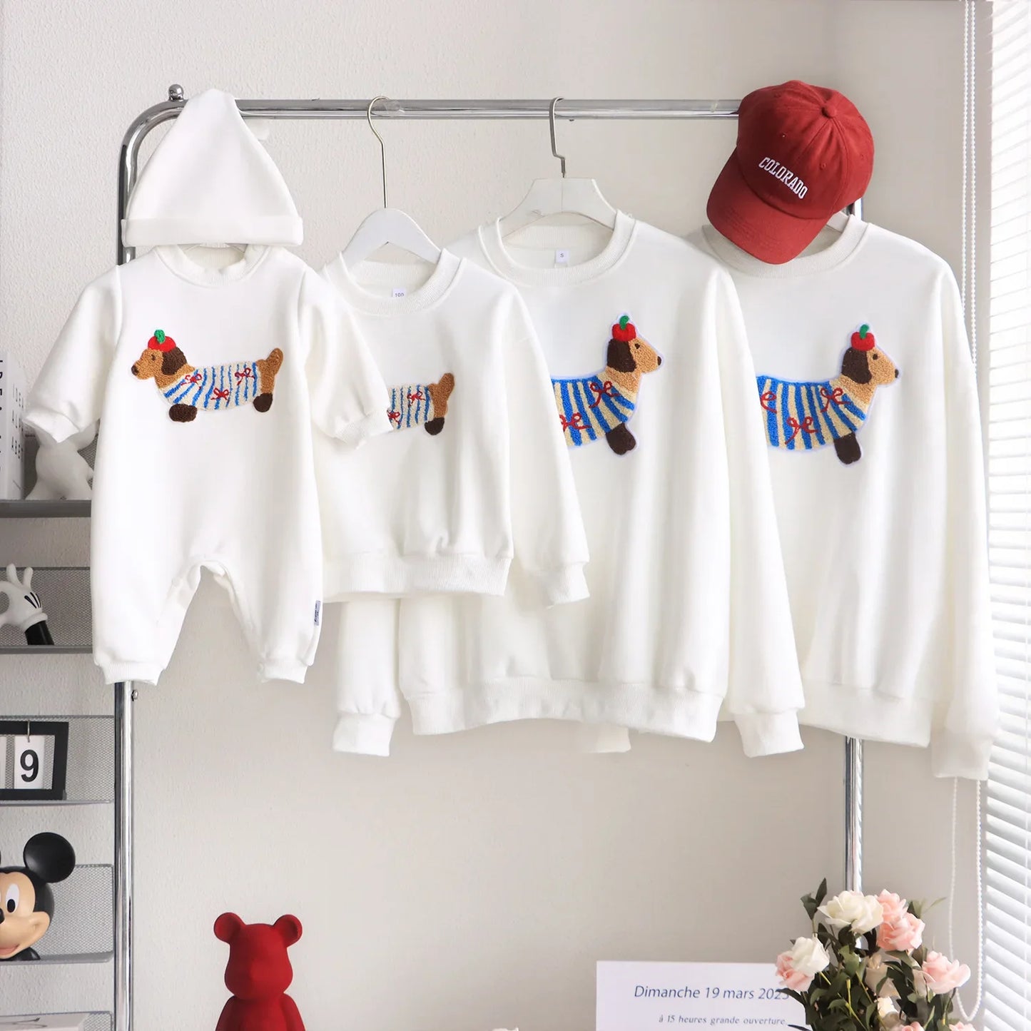 Family Funny Sweatshirt Cute Dog Print - Parent-Child Matching Clothes Father Mother Daughter Son - Purrfect Pet Kingdom