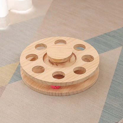 Interactive Cat Scratching Board - Wood Carousel Puzzle & Claw Care Station