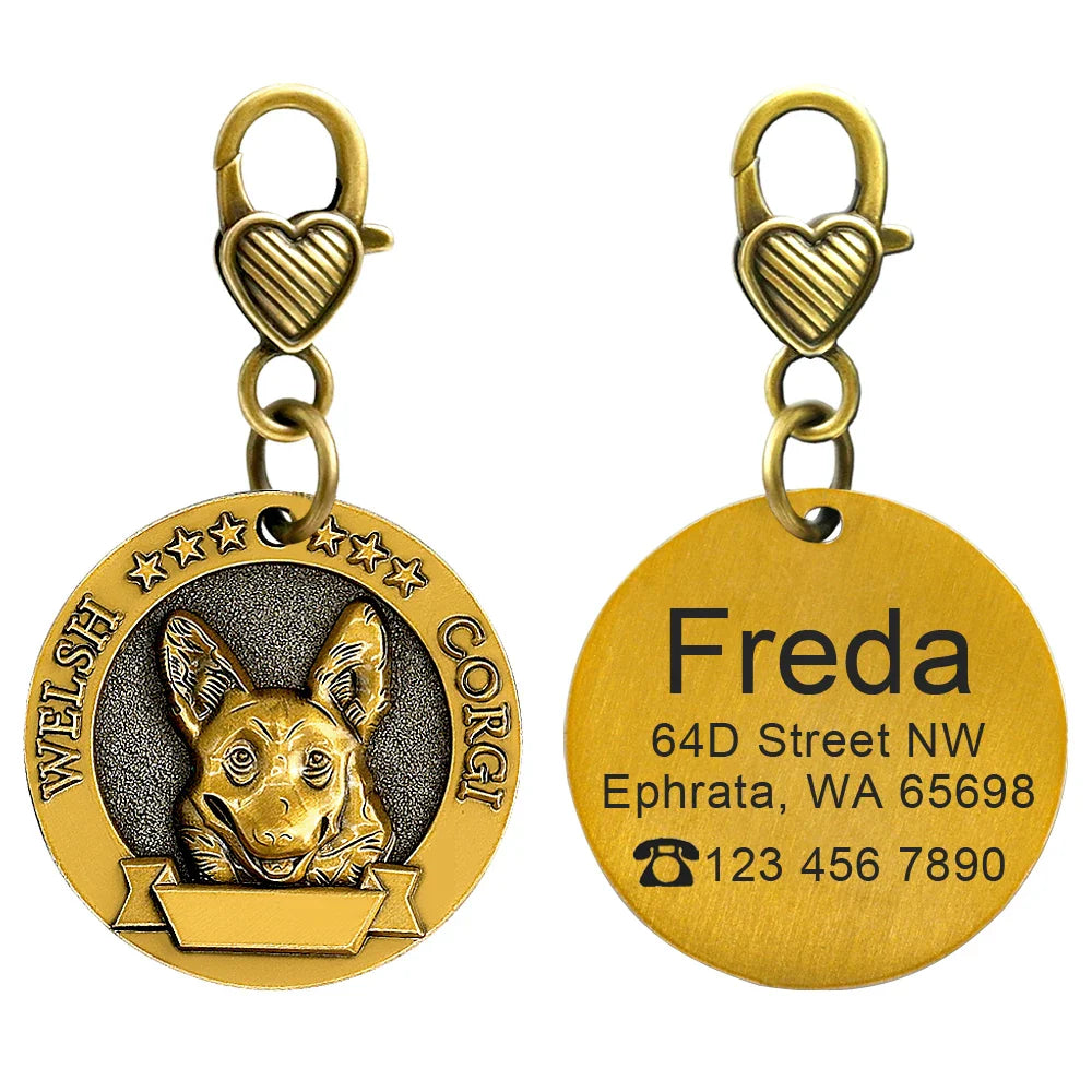 Personalized Dog ID Tag - Custom Engraved Nameplate for All Breeds