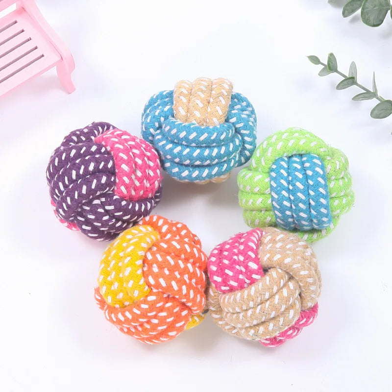 Interactive Cotton Rope Dog Toy – Mini Ball for Chewing & Cleaning - WTN Essentials