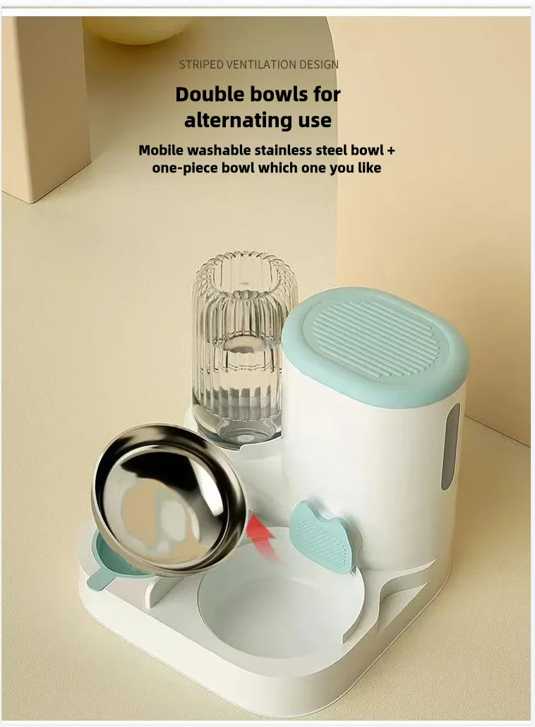 Cat Bowl Automatic Feeder - Water Dispensers Integrated Food Basin for Dogs
