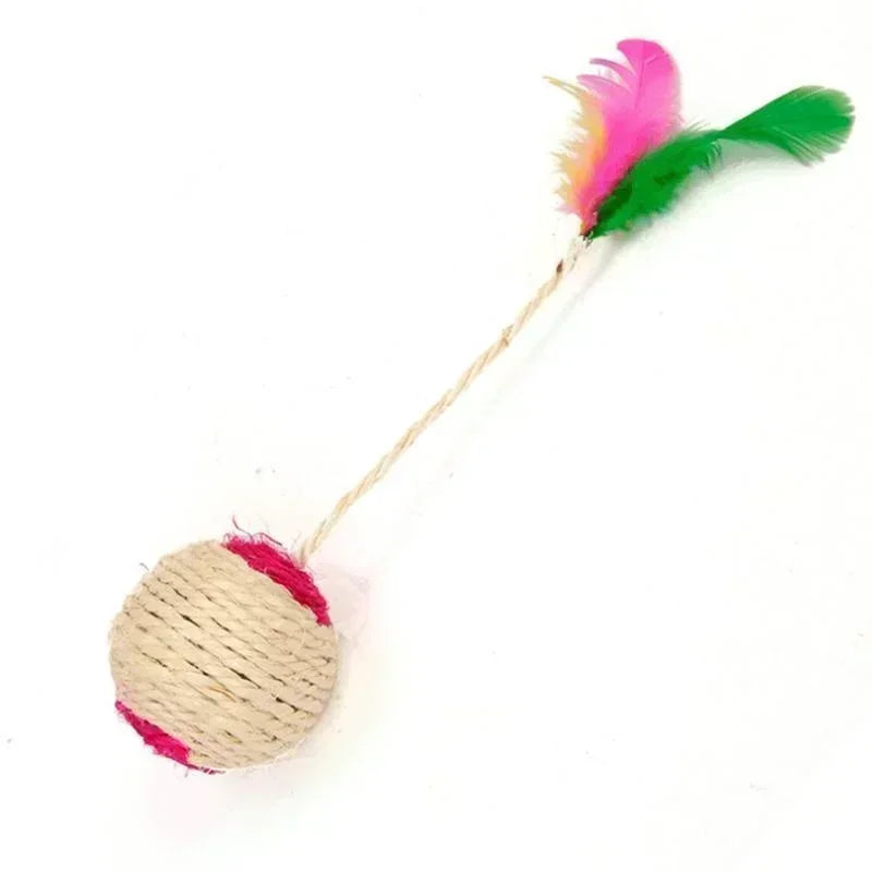 1Pc Sisal Cat Scratching Ball – Interactive Feather Toy for Kittens - WTN Essentials - Random color - 14:29#Random color