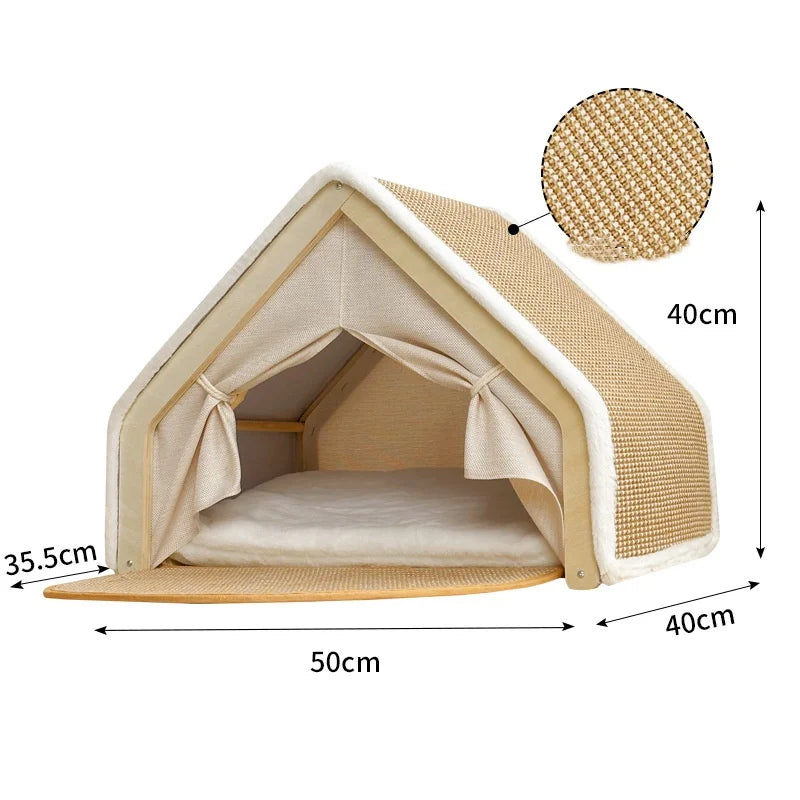 Cat Tent Villa - All-Season Dual-Use Wooden Bed & Cozy House - Purrfect Pet Kingdom