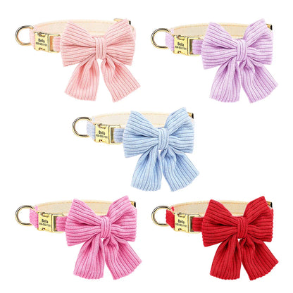 Personalized Dog Collar with Bow - Custom Engraved Cuteness