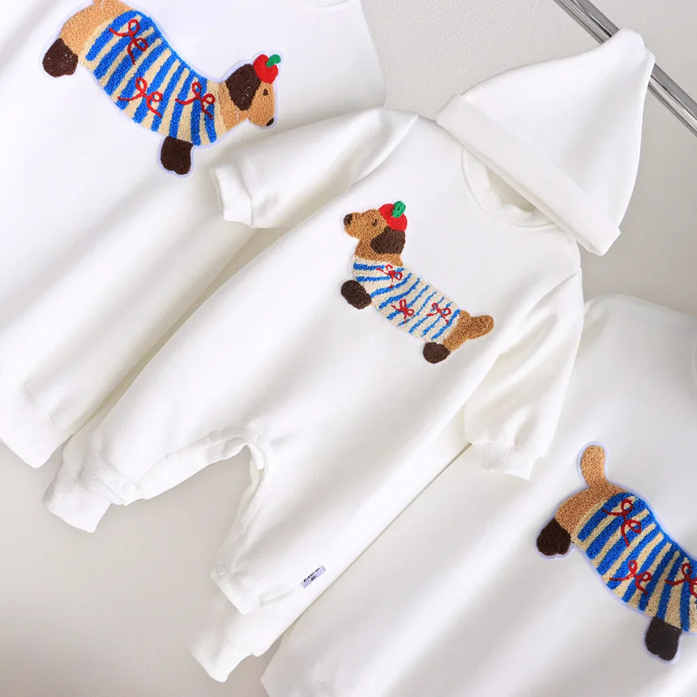 Family Funny Sweatshirt Cute Dog Print - Parent-Child Matching Clothes Father Mother Daughter Son - Purrfect Pet Kingdom