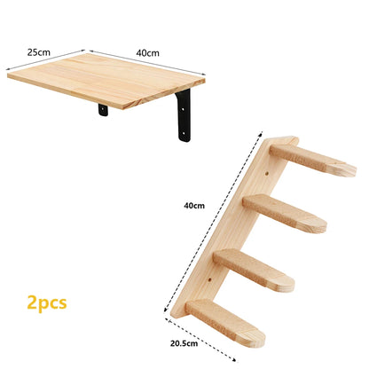 Wall Mounted Cat Tree Shelves Hammock Ladder Space Saving ✅