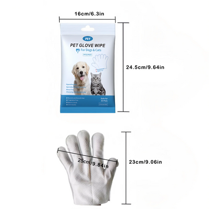 Pet Cleaning Wipes - 96 Count Gentle Disposable Glove Wipes (4 Packs)