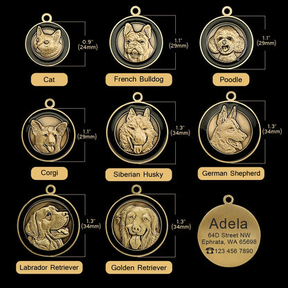 Personalized Dog ID Tag - Custom Engraved Nameplate for All Breeds