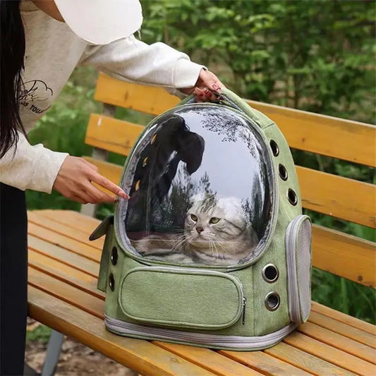 Cat Backpack Carrier Pet Bag Carrier Cat Travel Pouch Backpack Breathable Space Capsule Pet Carrier Cat Bag Pet Backpack For - Pet carrier - THRIXINE