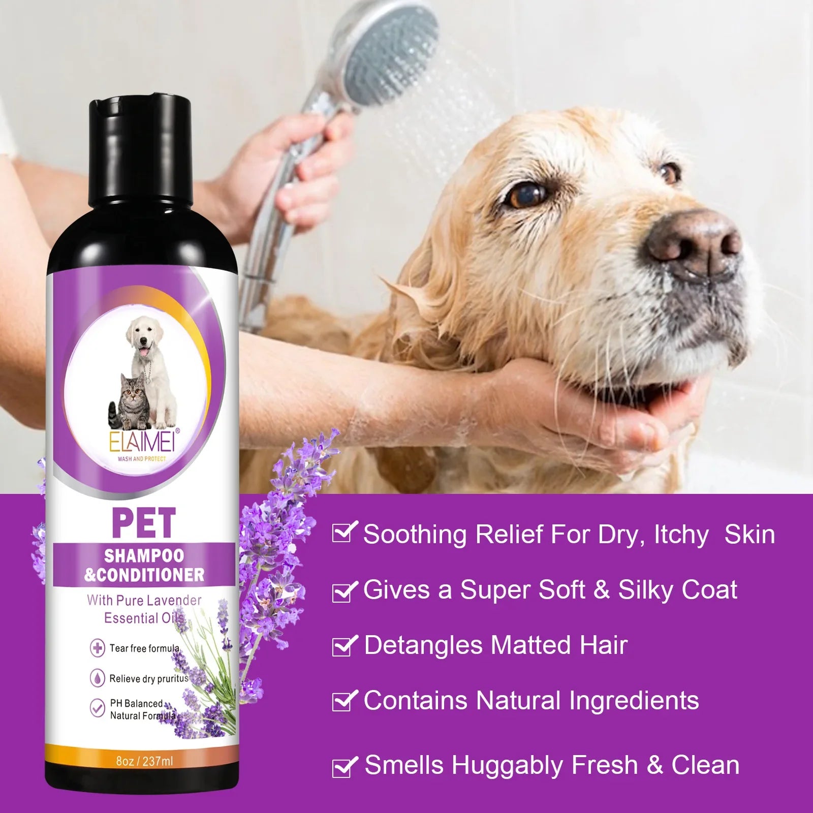 Dog Shampoo Stain Remover Skin Care Formula 🛁 - Purrfect Pet Kingdom
