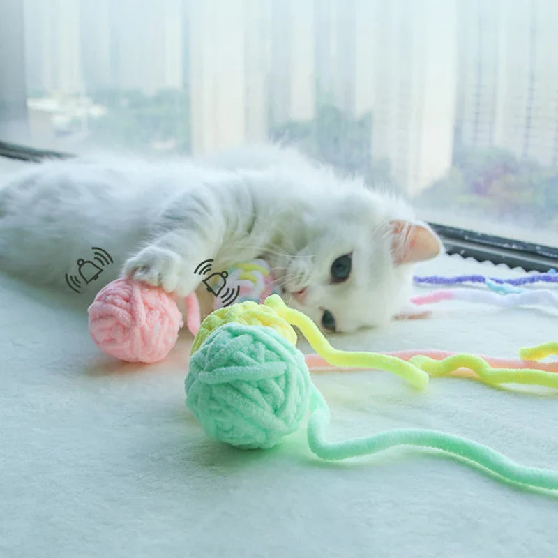 Colorful Yarn Ball Cat Toys with Bell - WTN Essentials