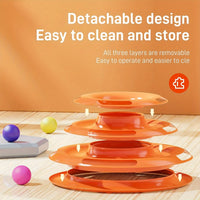 3 Layer Interactive Cat Toy Tower with Colorful Balls Mental