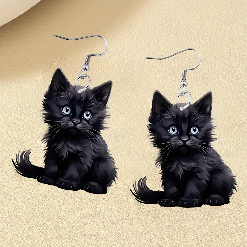 Y2K Black Cat Dangle Earrings - Acrylic - Purrfect Pet Kingdom